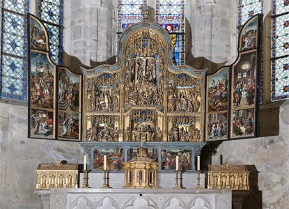 Tourisme Baume-les-Messieurs Jura : retable, abbaye de Baume-les-Messieurs