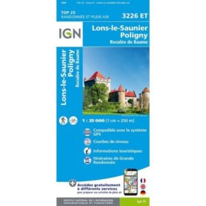 IGN Carte randonnée Lons-le-Saunier - Poligny 3226 ET
