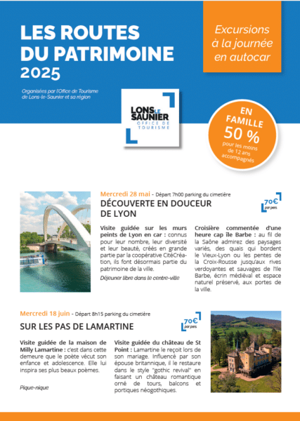 Programme excursions 2025 - Office de Tourisme Lons-le-Saunier