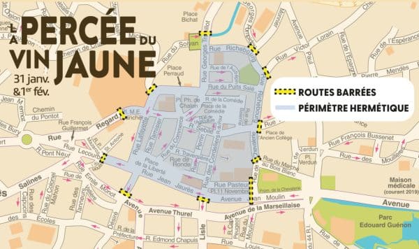 Plan pour cite Percée du Vin Jaune 2026 à Lons-le-Saunier (plan du périmètre)